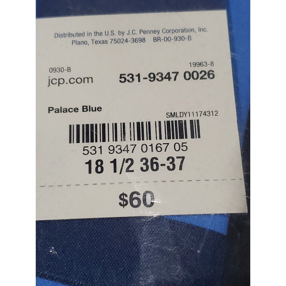 New 18.5 Stafford Easy Care Dress Shirt W/ Crafted Tie Palace Blue 36-37 Big - Picture 8 of 9